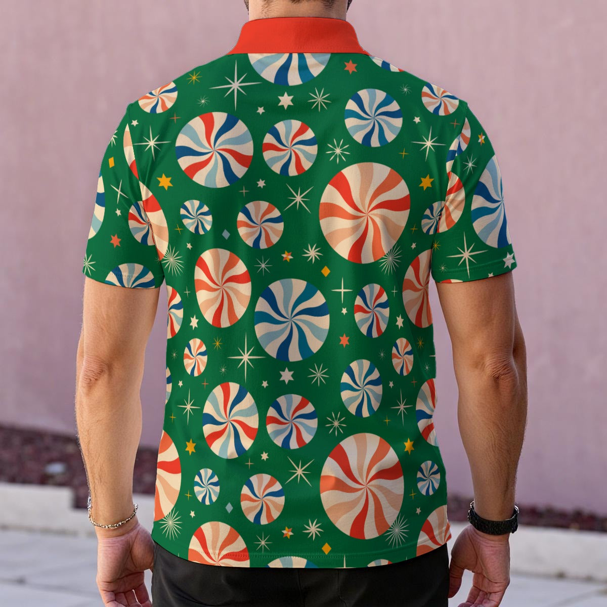 Men’s Peppermint Christmas Polo | Holiday Candy Park Shirt