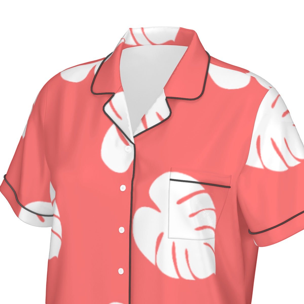 All - Over Print Women's Imitation Silk Pajama Set With Short Sleeve Wrong Lever Clothing