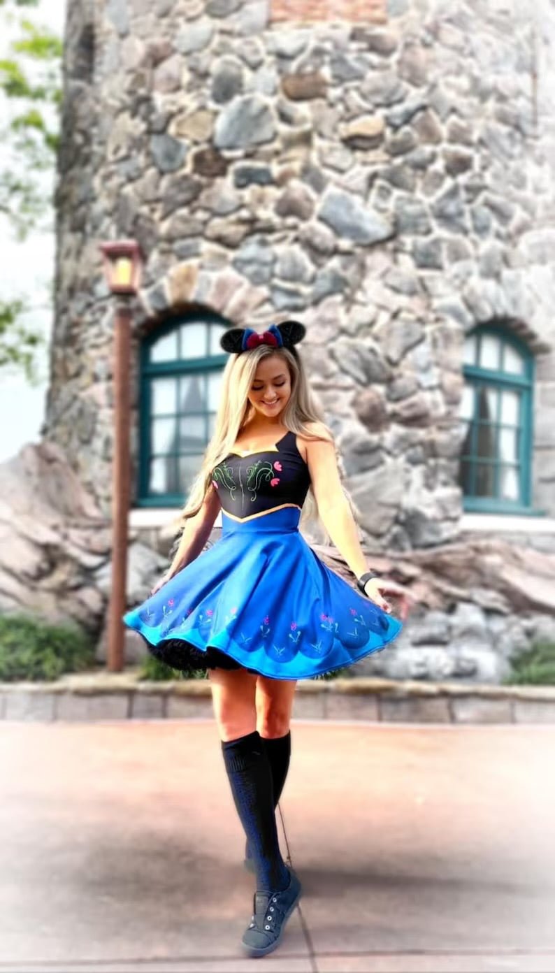 Anna Skater Dress, Princess Dress for trips, Cosplay 3XL Anna Skater Dress, Princess Dress for trips, Cosplay 3XL