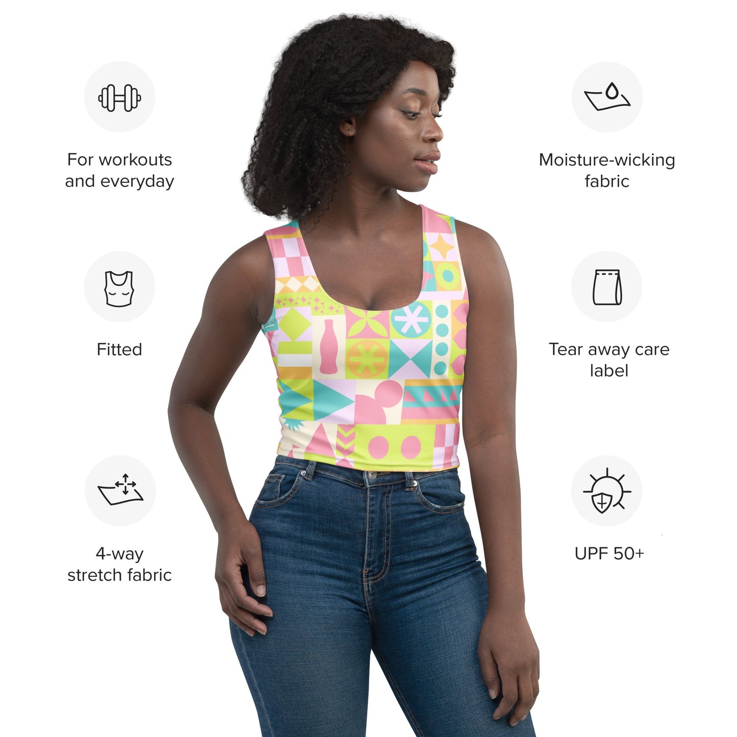 Blair Inspired Pastel Small World Crop Top active wearboundingWrong Lever Clothing