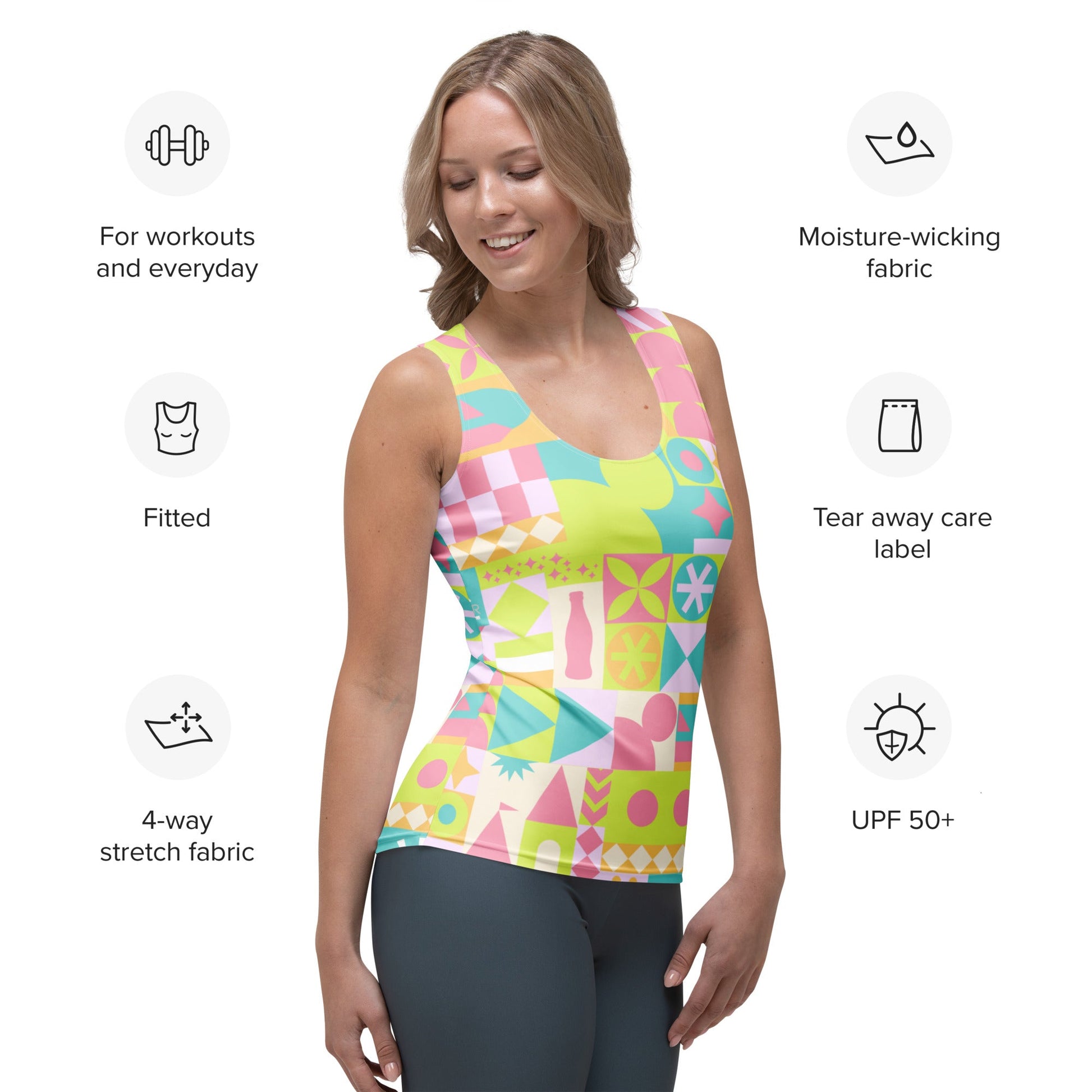 Blair Inspired Pastel Small World Tank Top active wearboundingWrong Lever Clothing