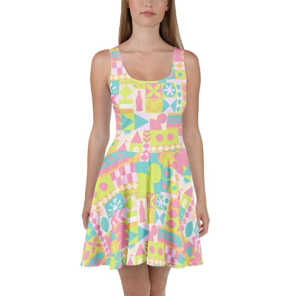 Blair Inspired Small World Pastel Skater Dress - Park Trips, all day active wear active wearboundingWrong Lever Clothing