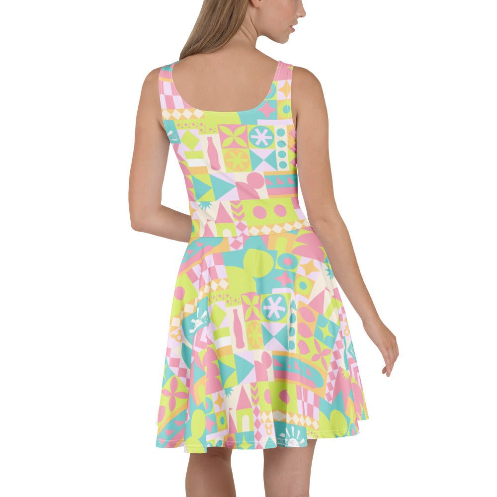 Blair Inspired Small World Pastel Skater Dress - Park Trips, all day active wear active wearboundingWrong Lever Clothing