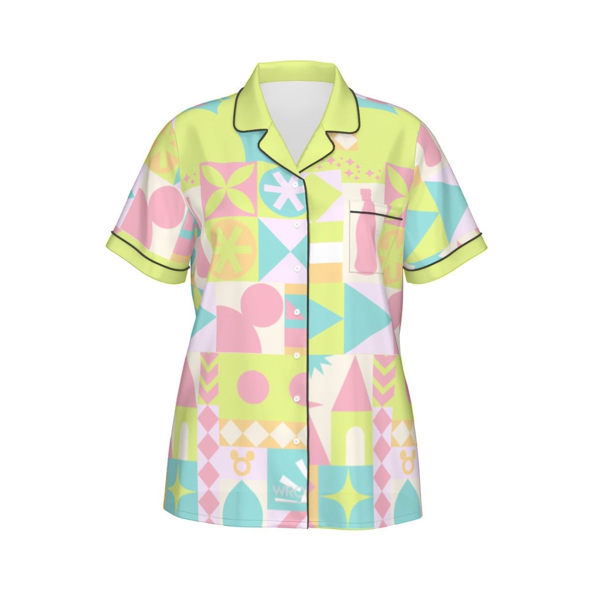 Blair Inspired Small World Women's Imitation Silk Pajama Set With Short Sleeve Blair Inspired Small World Women's Imitation Silk Pajama Set With Short SleeveWrong Lever Clothing
