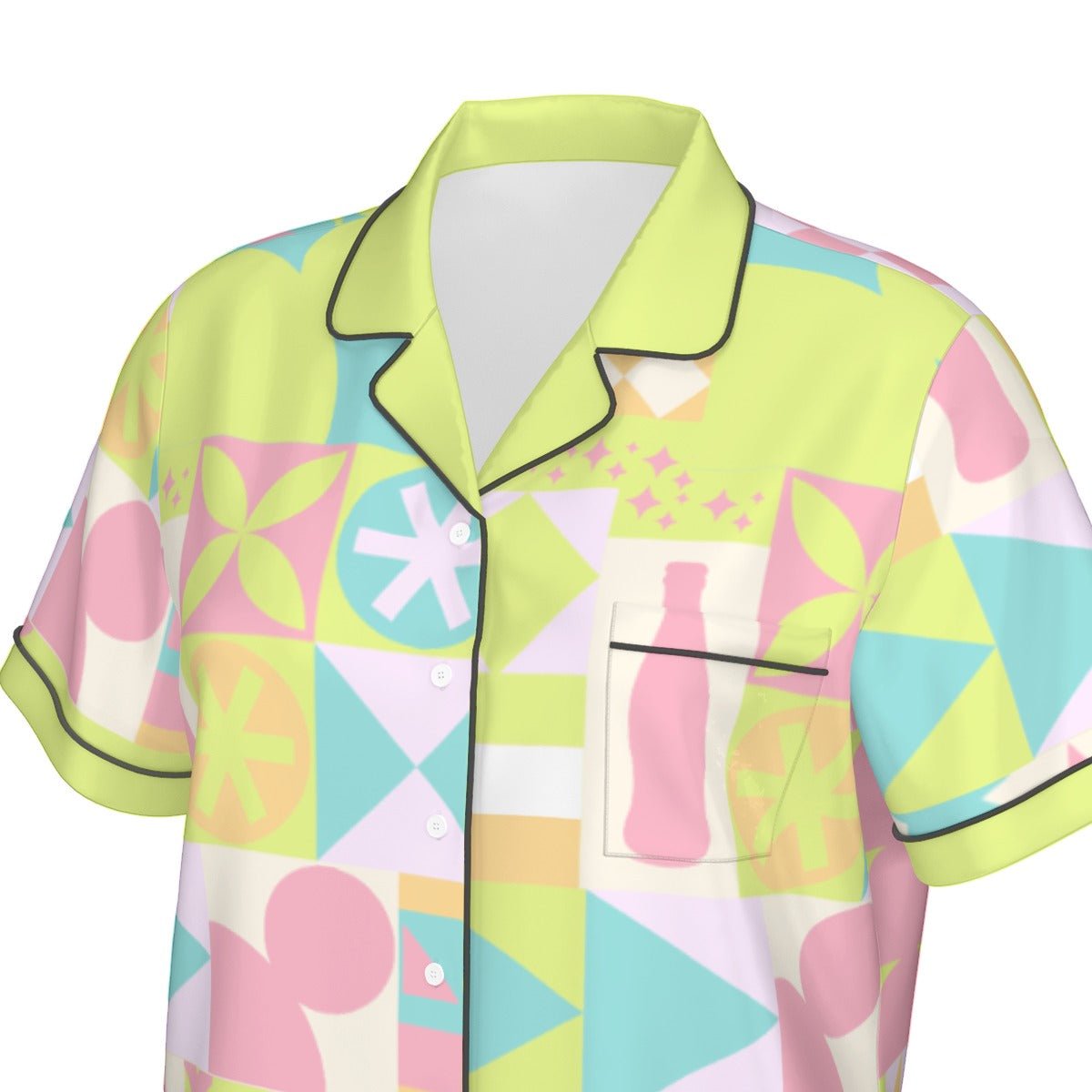 Blair Inspired Small World Women's Imitation Silk Pajama Set With Short Sleeve Blair Inspired Small World Women's Imitation Silk Pajama Set With Short SleeveWrong Lever Clothing