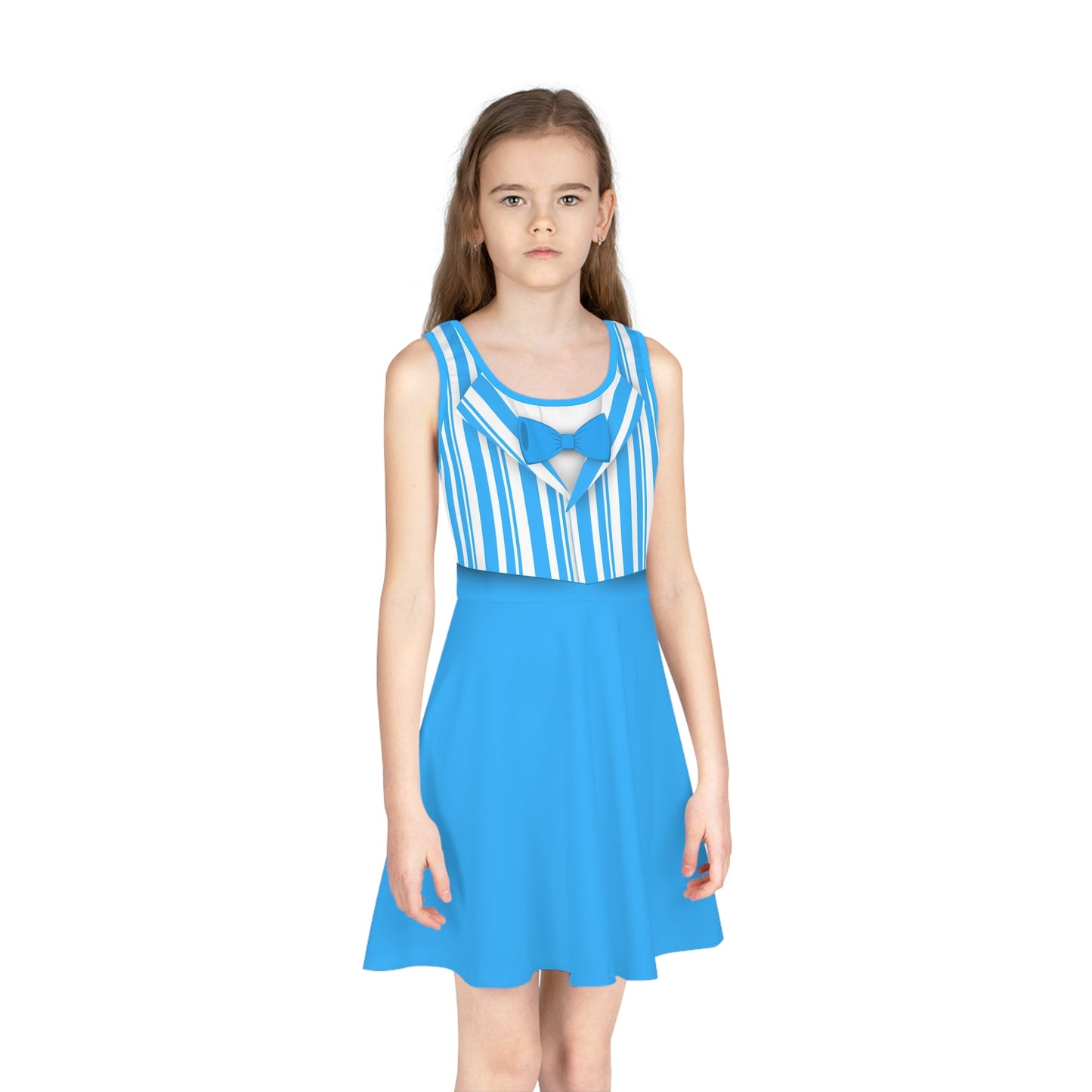 Blue Dapper Day Main St Magic Inspired Girl's Skater Dress - Bounding Main St USA Style adult disney halloweenadult halloweenAll Over PrintsWrong Lever Clothing