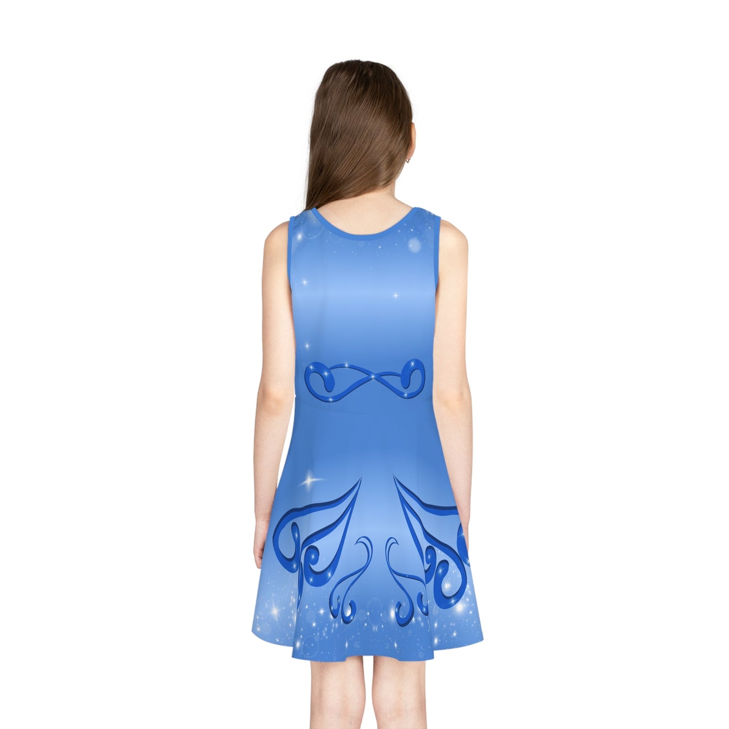 Blue Fairy Girls' Sleeveless Sundress, fandom dress, casual cosplay, festive costume blue fairydisney costumeAll Over PrintsWrong Lever Clothing
