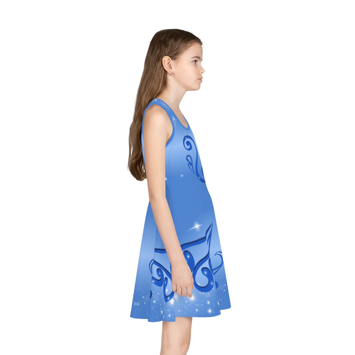 Blue Fairy Girls' Sleeveless Sundress, fandom dress, casual cosplay, festive costume blue fairydisney costumeAll Over PrintsWrong Lever Clothing