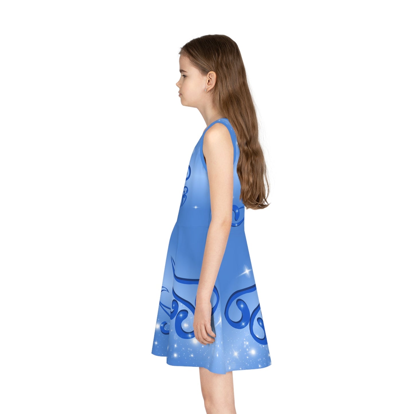 Blue Fairy Girls' Sleeveless Sundress, fandom dress, casual cosplay, festive costume blue fairydisney costumeAll Over PrintsWrong Lever Clothing