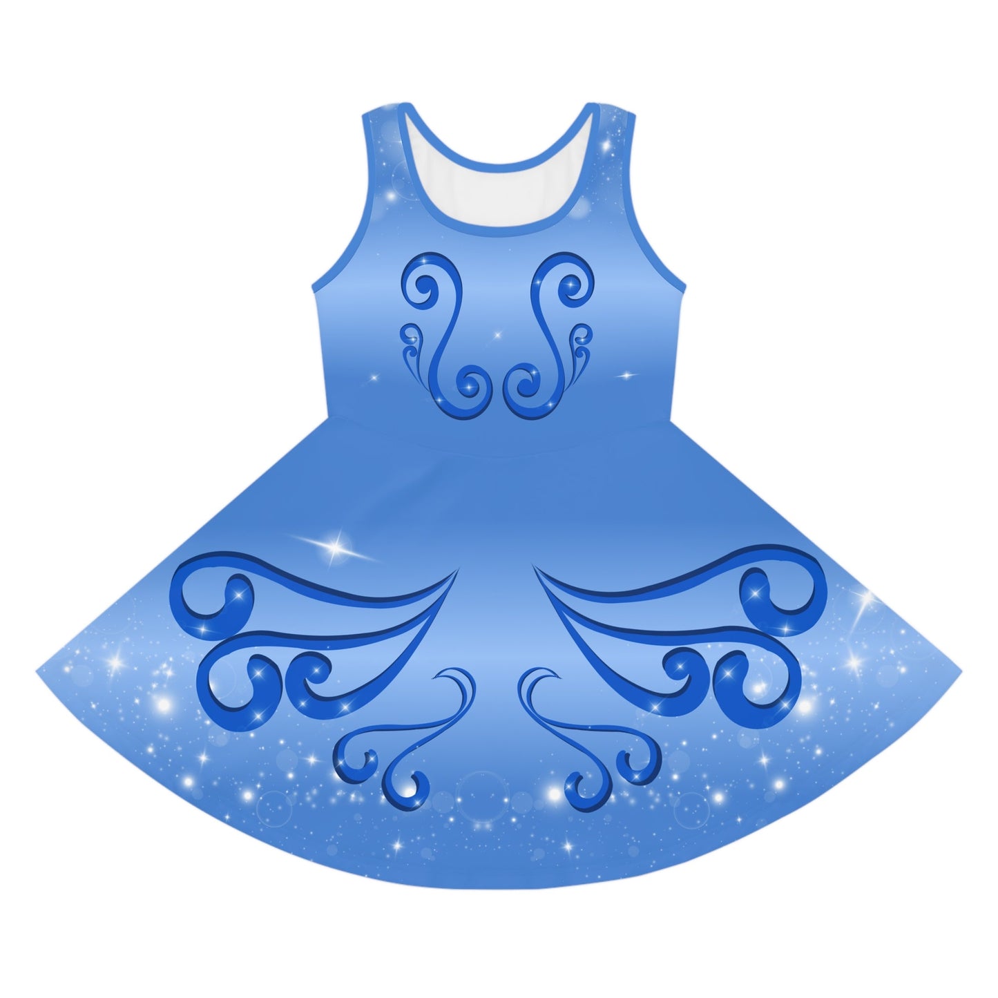 Blue Fairy Girls' Sleeveless Sundress, fandom dress, casual cosplay, festive costume blue fairydisney costumeAll Over PrintsWrong Lever Clothing