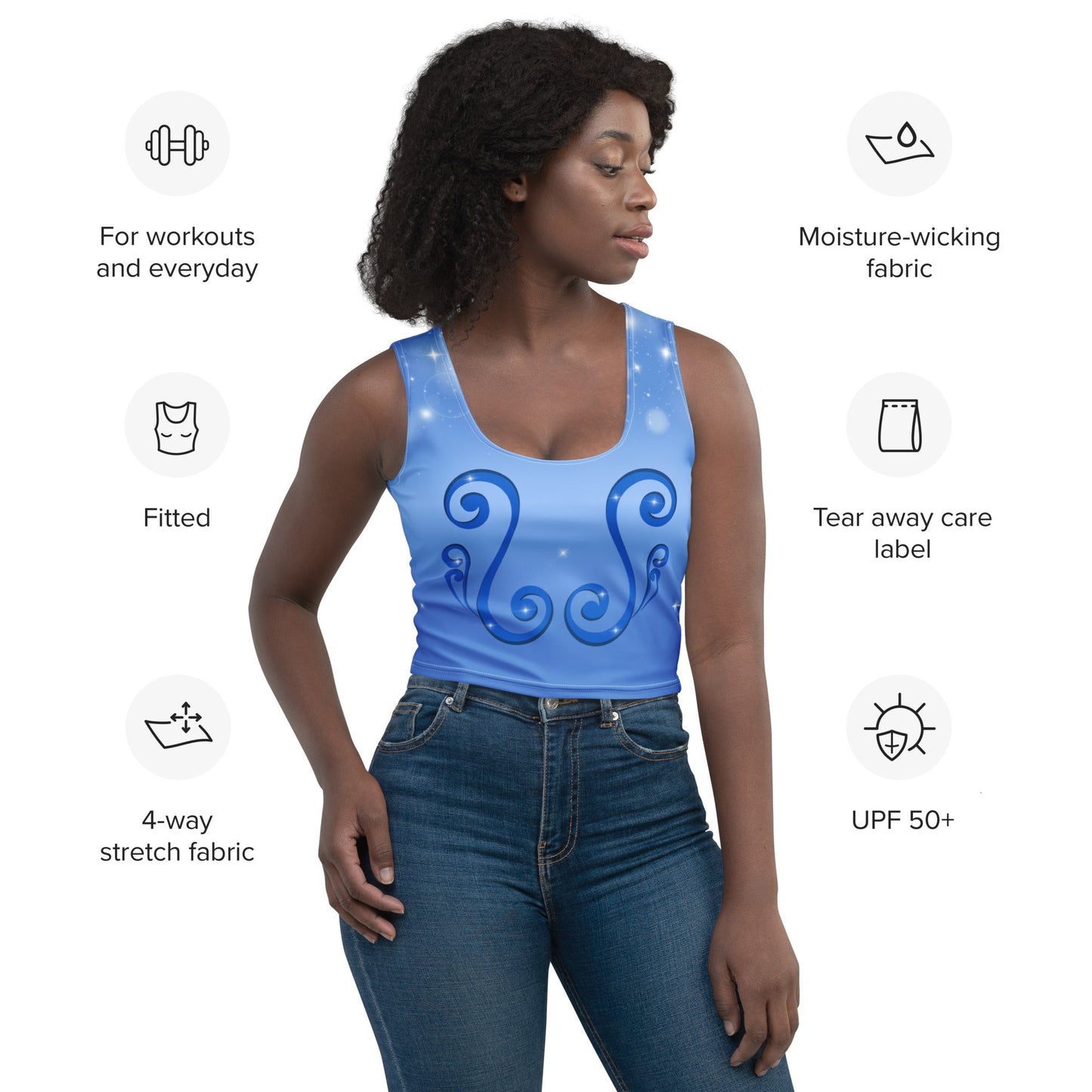 Blue Fairy Starlight crop top - fandom top, casual cosplay, festive costume blue fairydisney adultWrong Lever Clothing