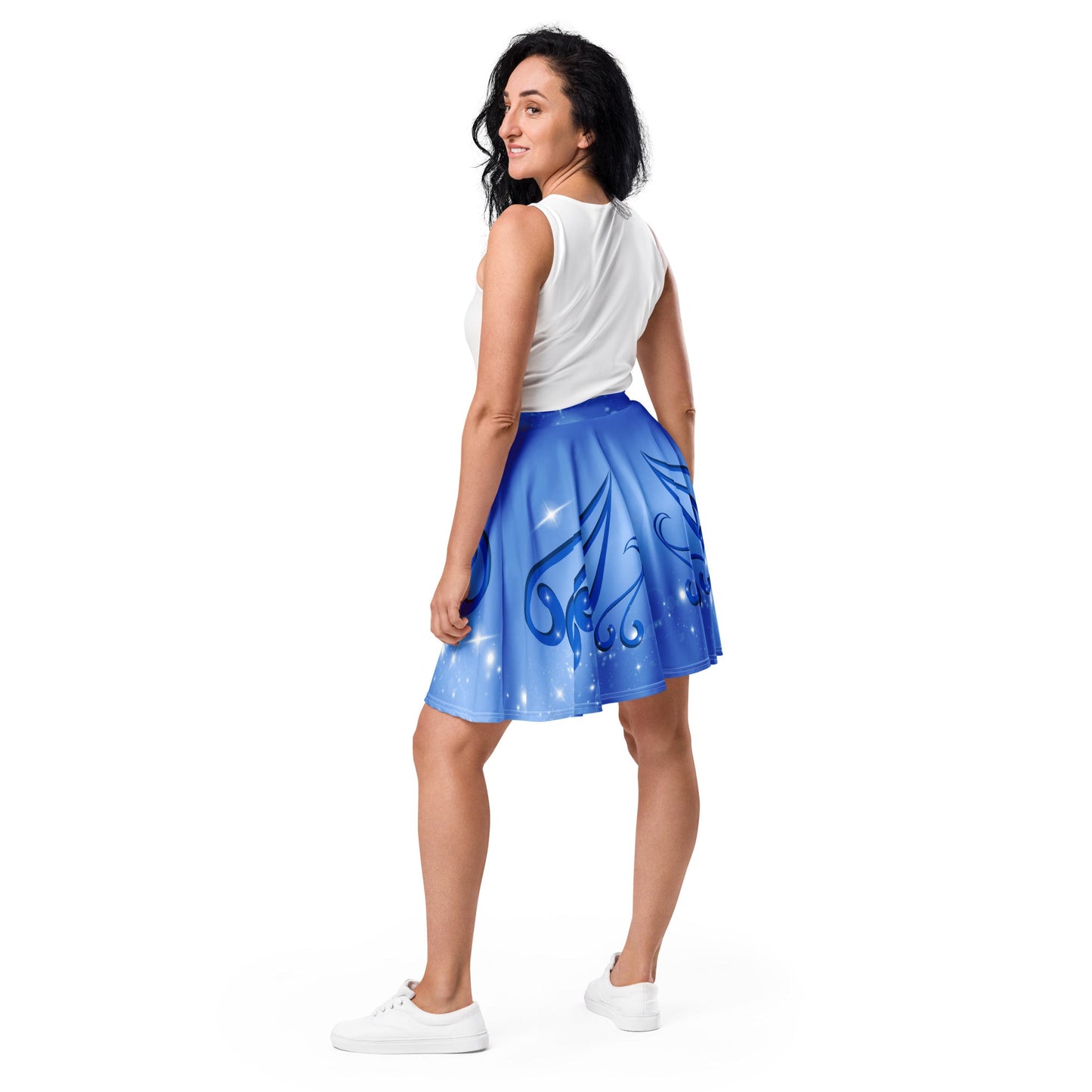 Blue Fairy Starlight Skater Skirt - fandom skirt, casual cosplay, festive costume adult skirtblue fairyWrong Lever Clothing