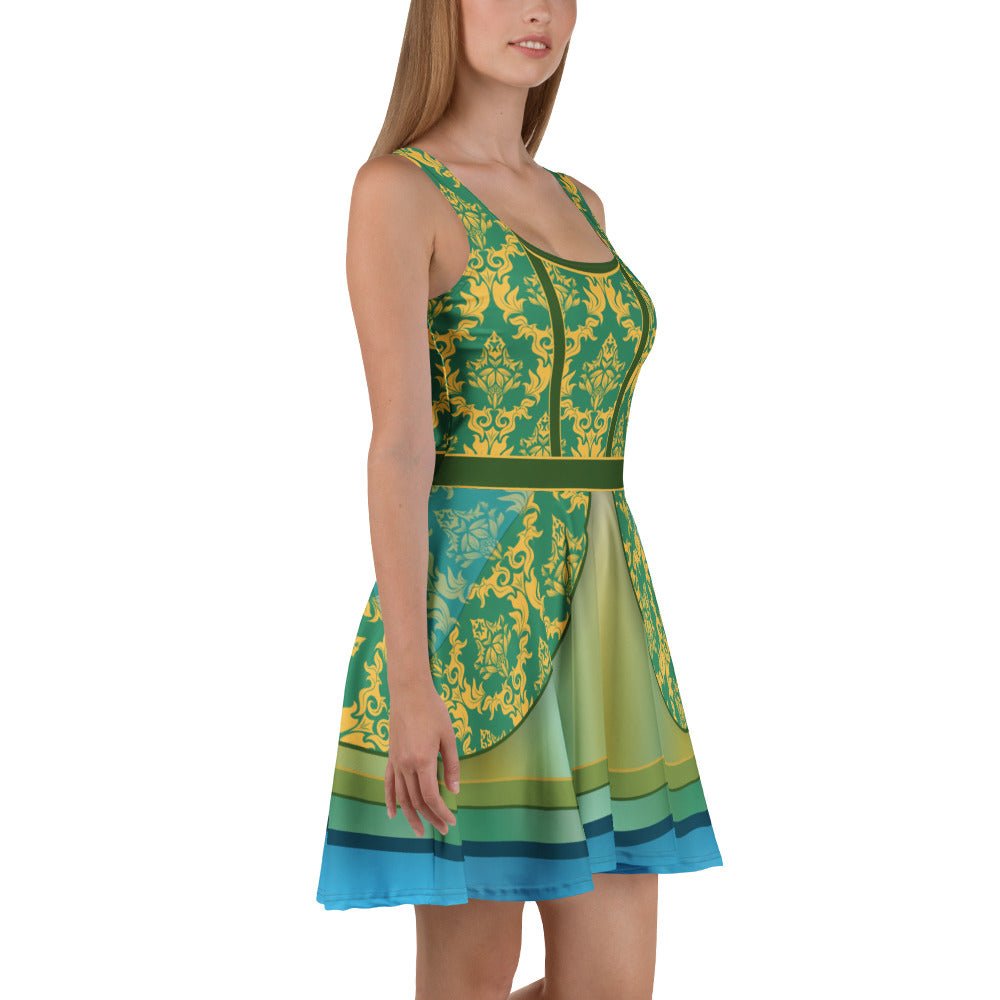 Bold Teal Wicked Stepsister - Inspired All - Over Print Skater Dress | Villainous Fairytale Bound Outfit adult cinderellaadult cinderella styleWrong Lever Clothing
