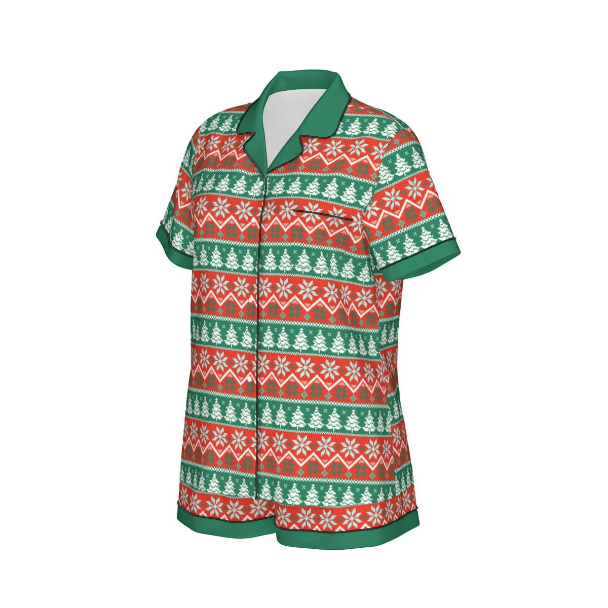 Christmas Plaid Women's Imitation Silk Short Sleeve Pajama Set Wrong Lever Clothing