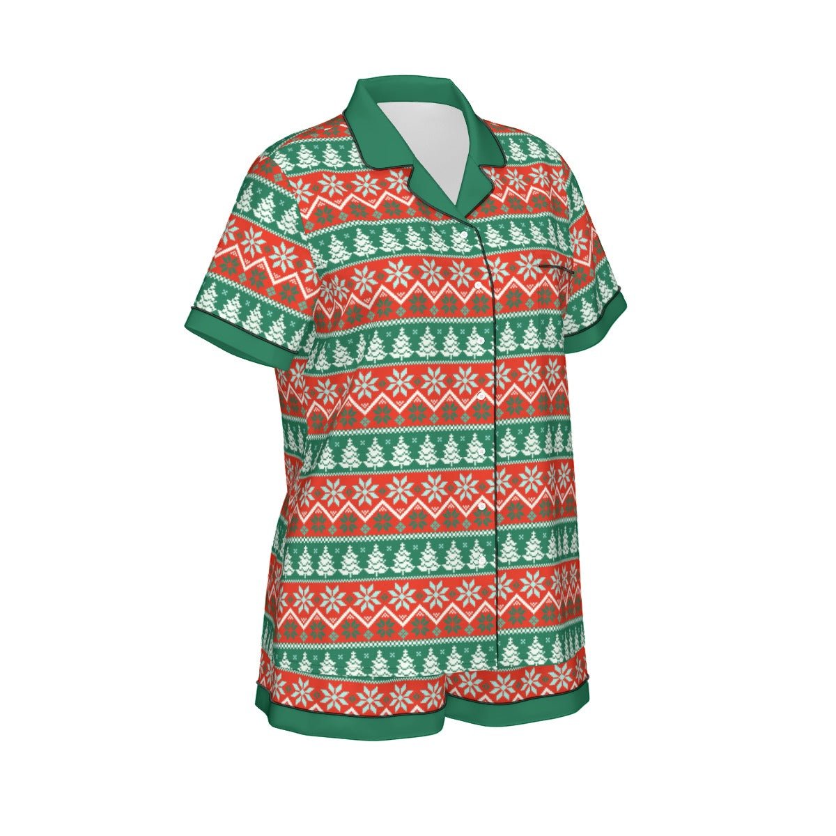 Christmas Plaid Women's Imitation Silk Short Sleeve Pajama Set Wrong Lever Clothing