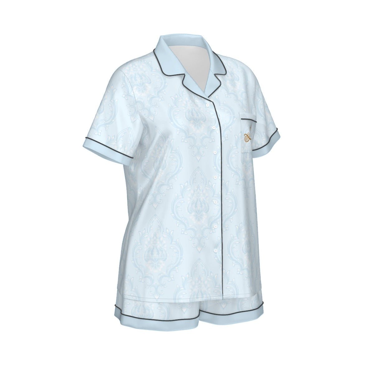 Cindy Women's Imitation Silk Short Sleeve Pajama Set Wrong Lever Clothing