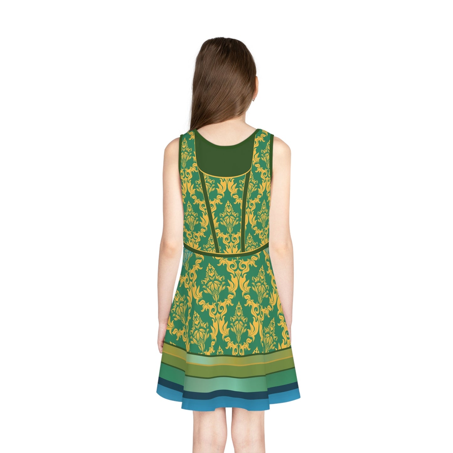 Drizella KIDS Bold Teal Wicked Stepsister - Inspired All - Over Print Skater Dress | Villainous Fairytale Bound Outfit All Over PrintAOPAll Over PrintsWrong Lever Clothing
