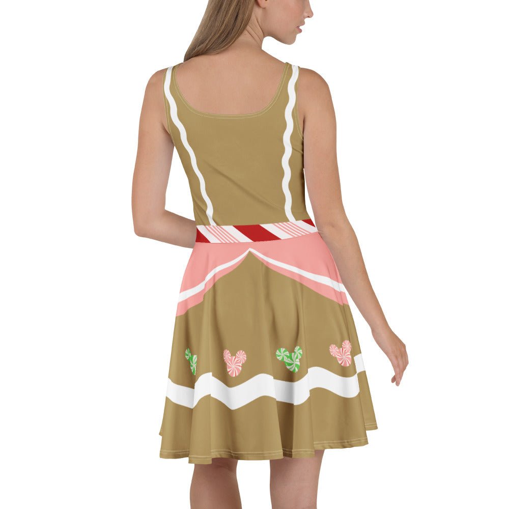 Gingerbread Lady Christmas Party Dress – Festive Holiday Skater Dress for Park Days & Parties candy cane dresscandy dressWrong Lever Clothing