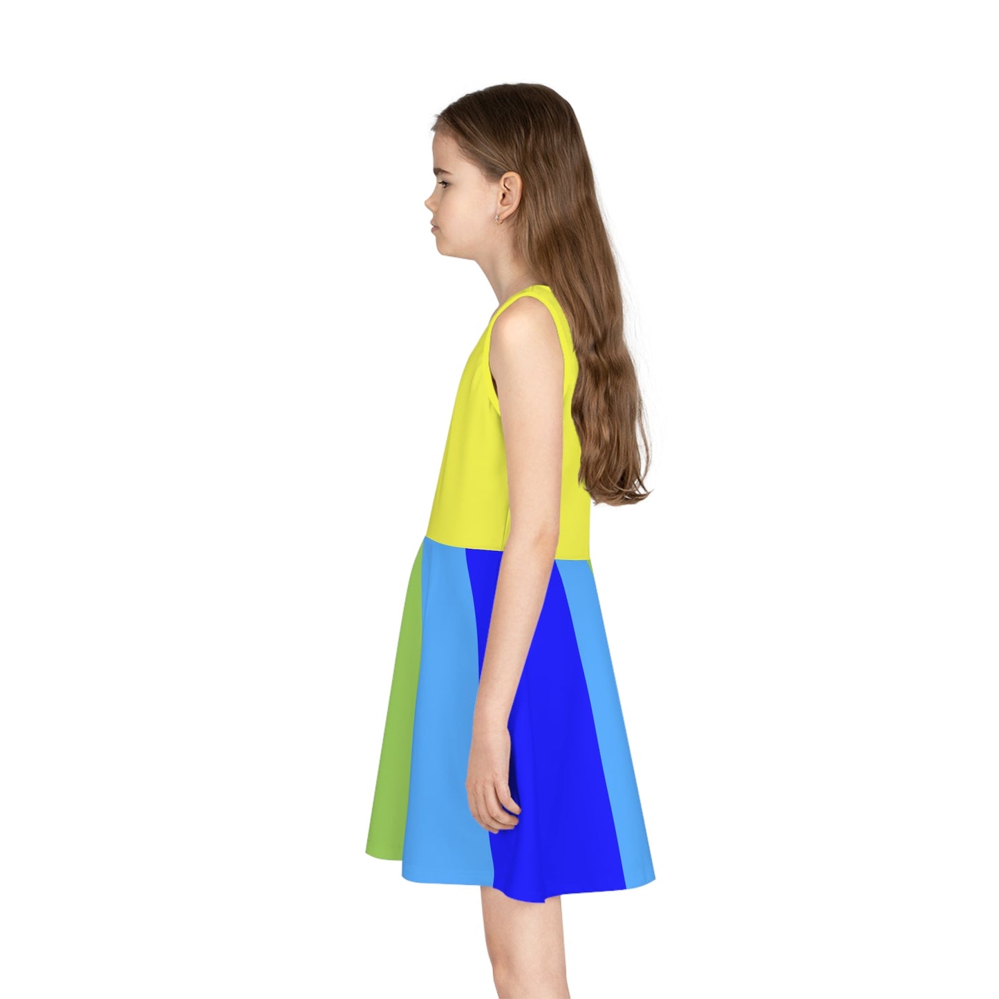 Girls' Video Game Rainbow Star Sleeveless Sundress, Fun Summer Dress, Kids Party Outfit, Playful Dress for Birthdays birthday dress girlsbright colors dresskids dressWrong Lever Clothing