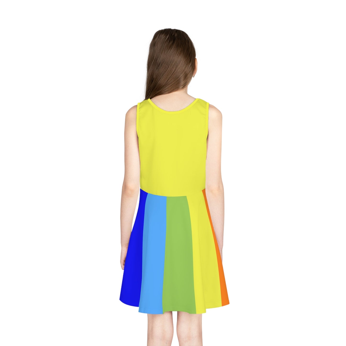 Girls' Video Game Rainbow Star Sleeveless Sundress, Fun Summer Dress, Kids Party Outfit, Playful Dress for Birthdays birthday dress girlsbright colors dresskids dressWrong Lever Clothing
