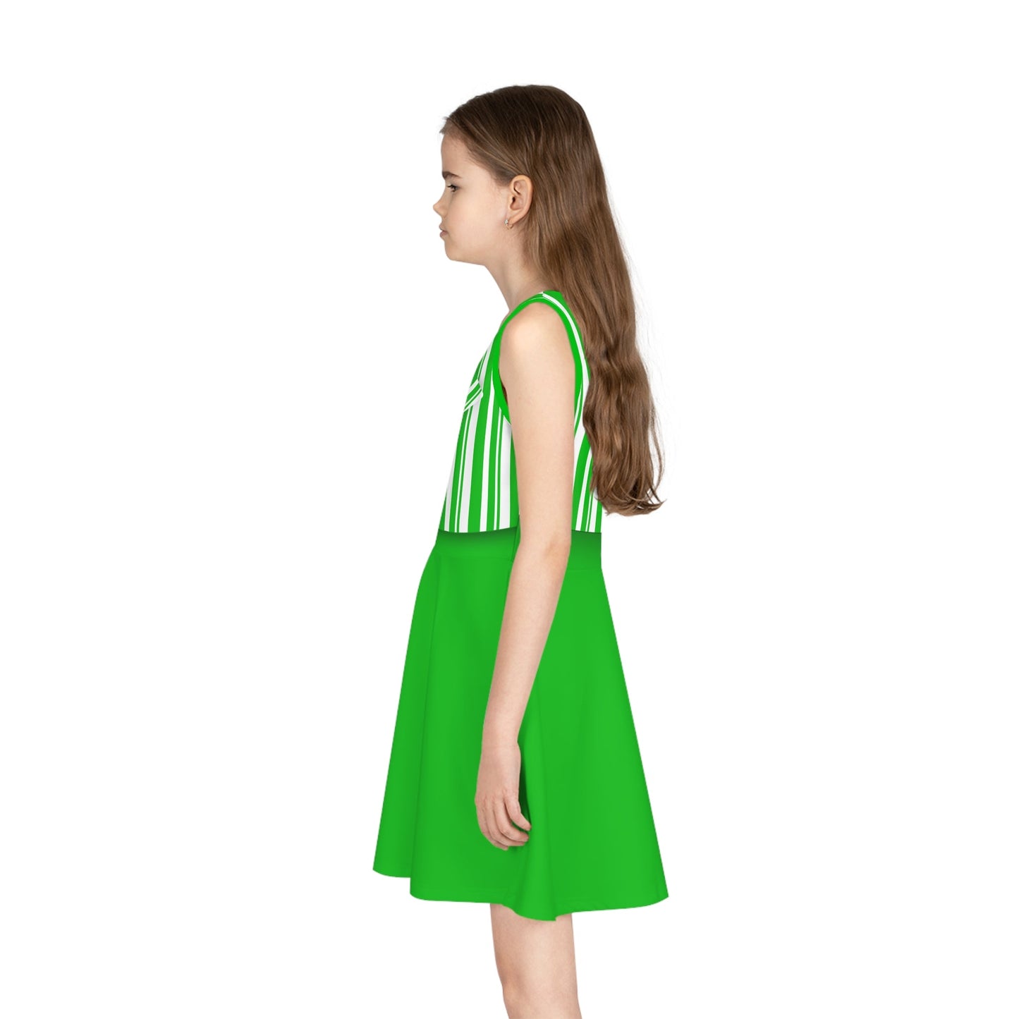Green Dapper Day Main St Magic Inspired Girl's Skater Dress - Bounding Main St USA Style adult disney halloweenadult halloweenAll Over PrintsWrong Lever Clothing