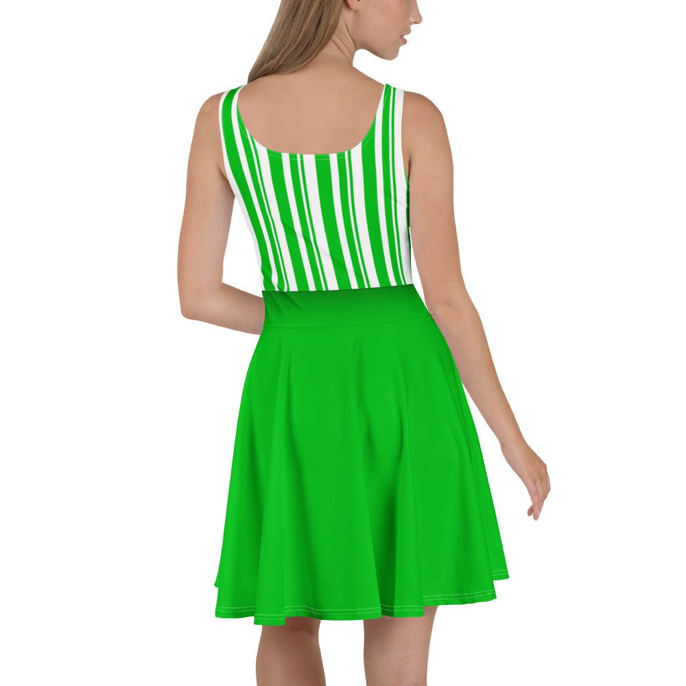 Green Dapper Day Main Street Magic Inspired Skater Dress - Bounding Main St USA style All Over PrintcosplayWrong Lever Clothing