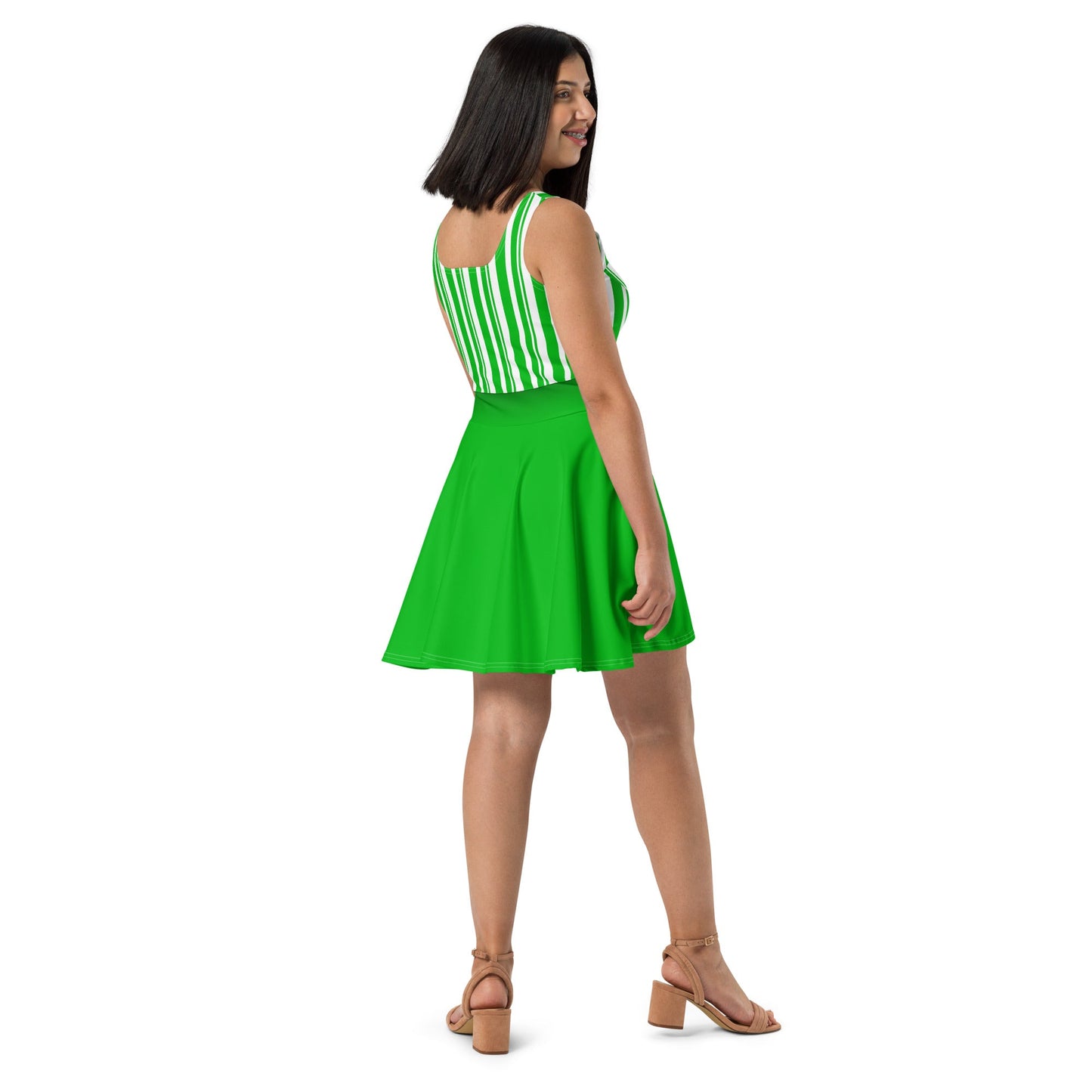 Green Dapper Day Main Street Magic Inspired Skater Dress - Bounding Main St USA style All Over PrintcosplayWrong Lever Clothing