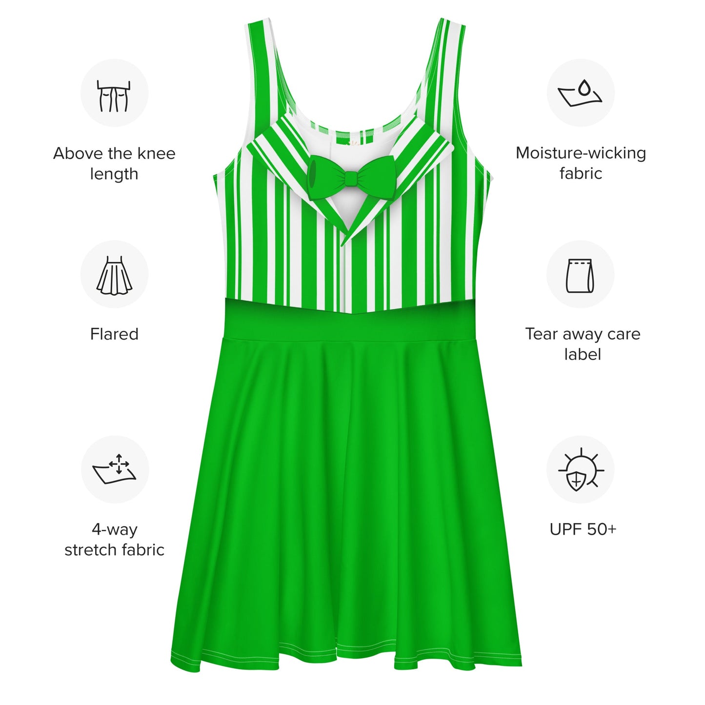 Green Dapper Day Main Street Magic Inspired Skater Dress - Bounding Main St USA style All Over PrintcosplayWrong Lever Clothing