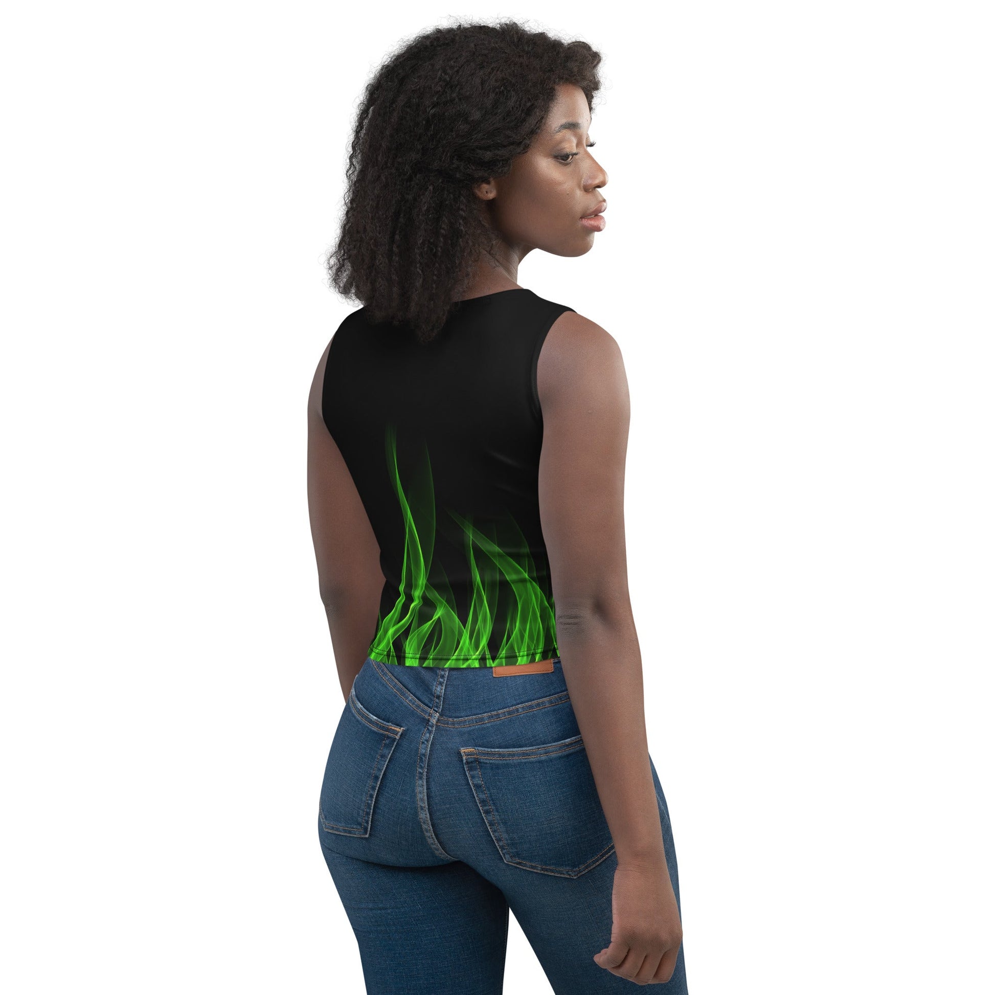 Green Flame Crop Top biker styleboundingWrong Lever Clothing