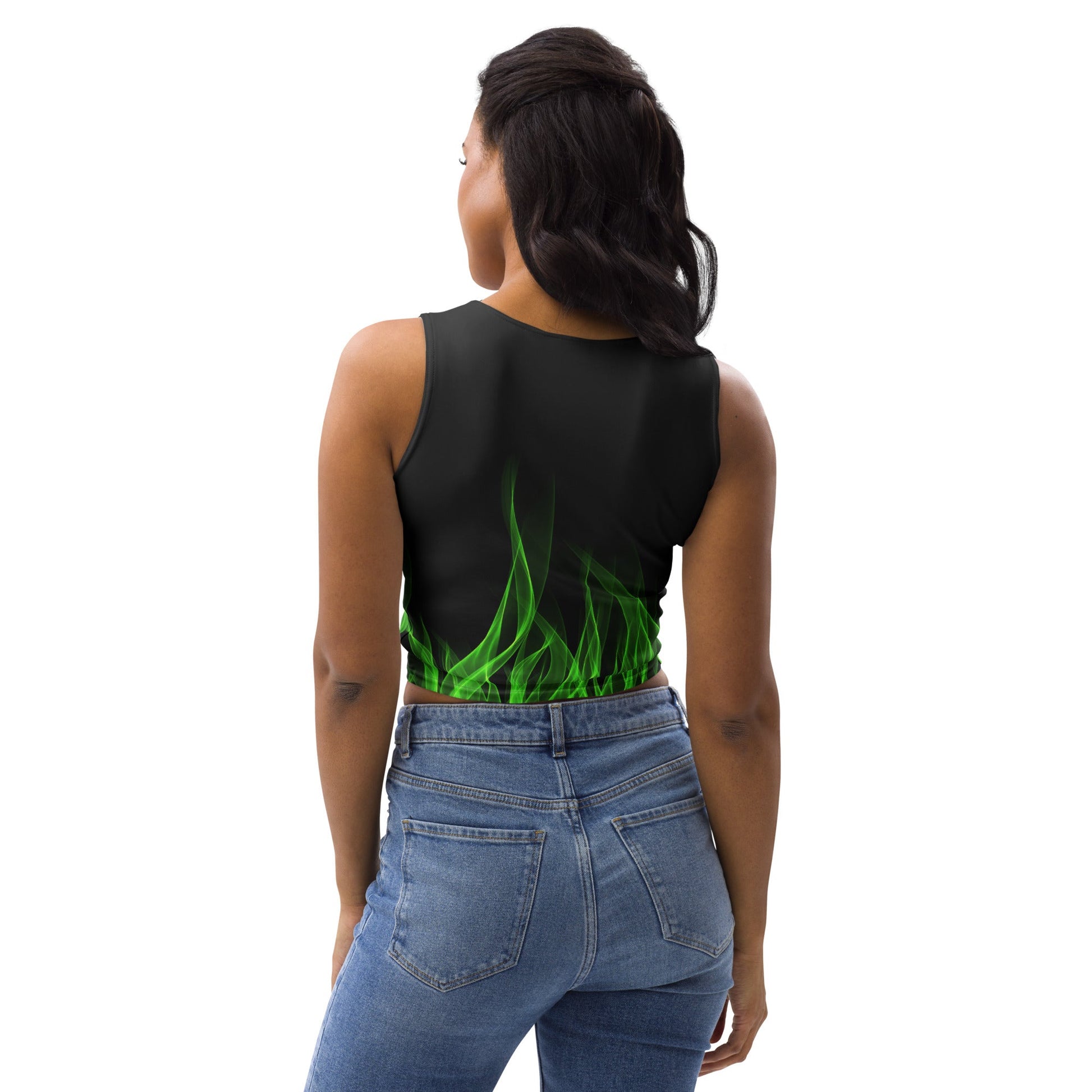 Green Flame Crop Top biker styleboundingWrong Lever Clothing