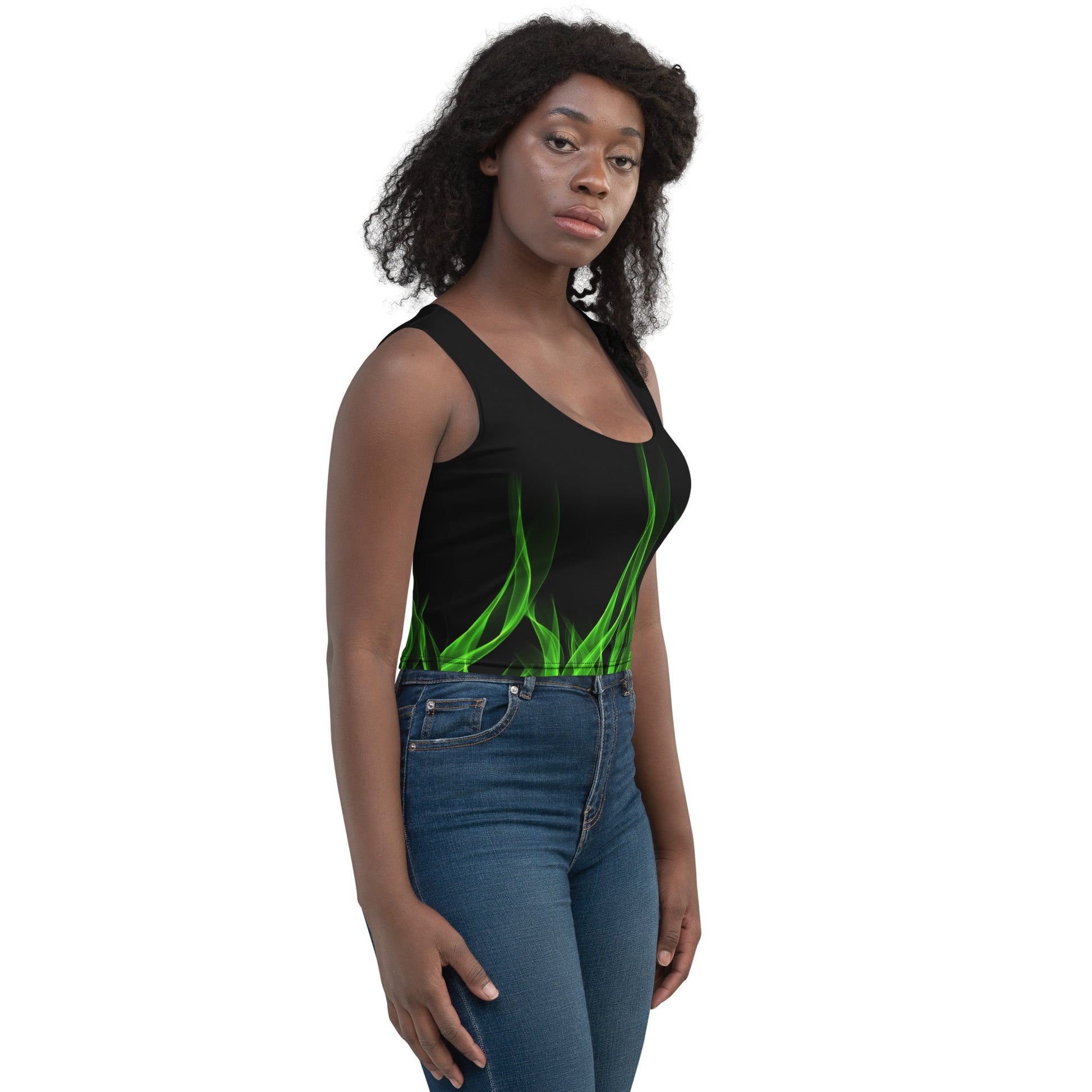 Green Flame Crop Top biker styleboundingWrong Lever Clothing