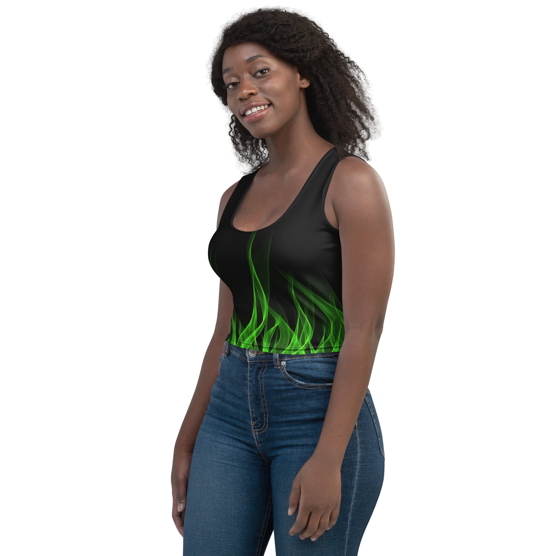 Green Flame Crop Top biker styleboundingWrong Lever Clothing