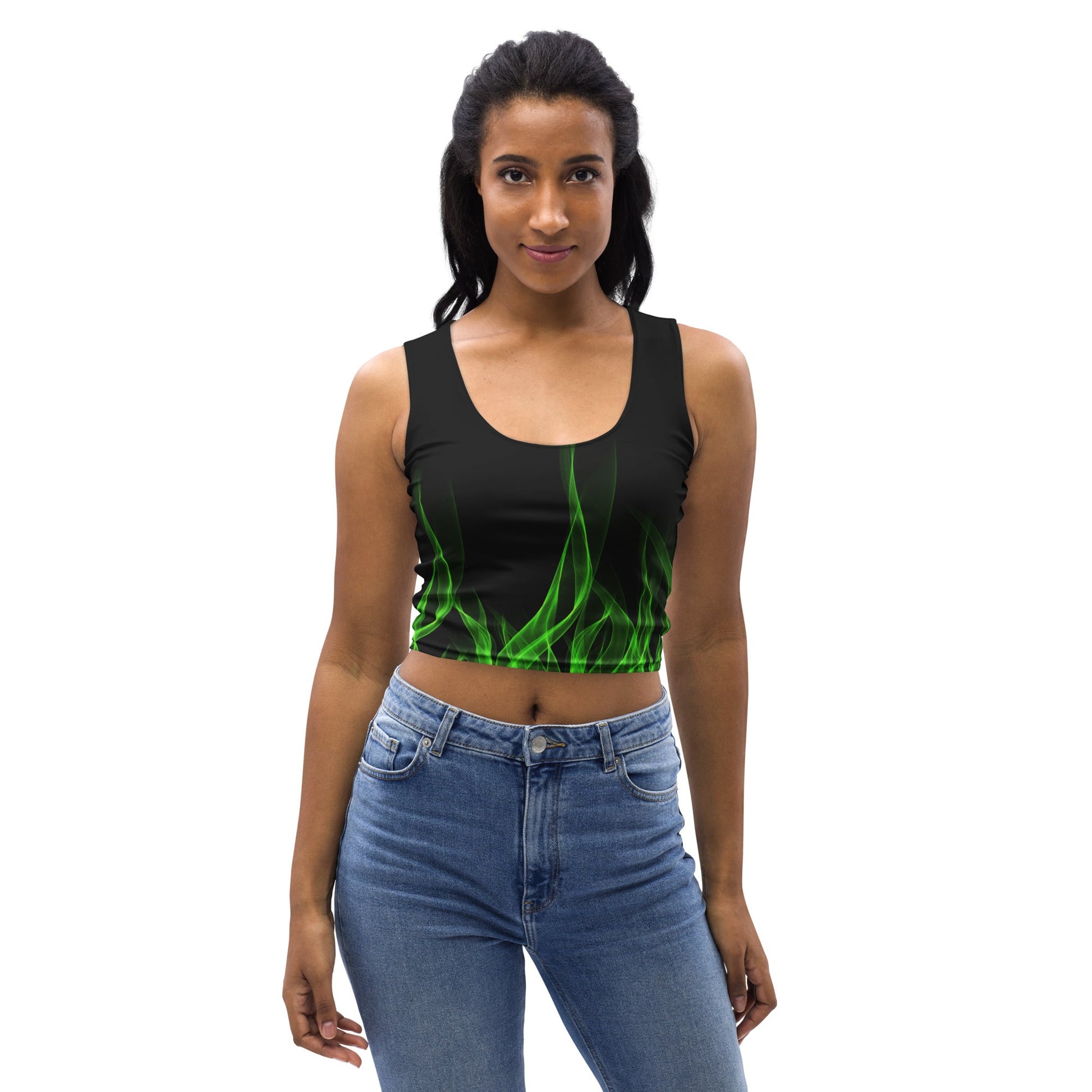 Green Flame Crop Top biker styleboundingWrong Lever Clothing
