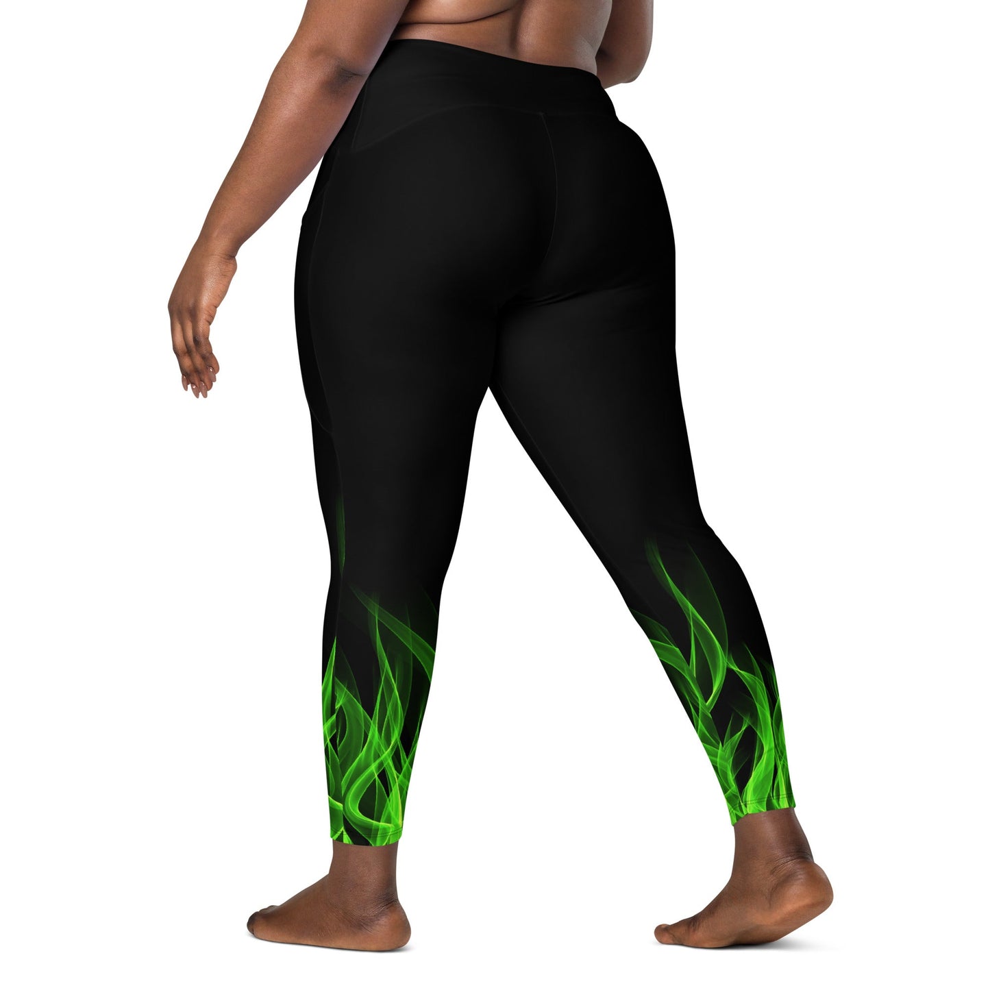 Green Flame Leggings with pockets boundingcosplayWrong Lever Clothing