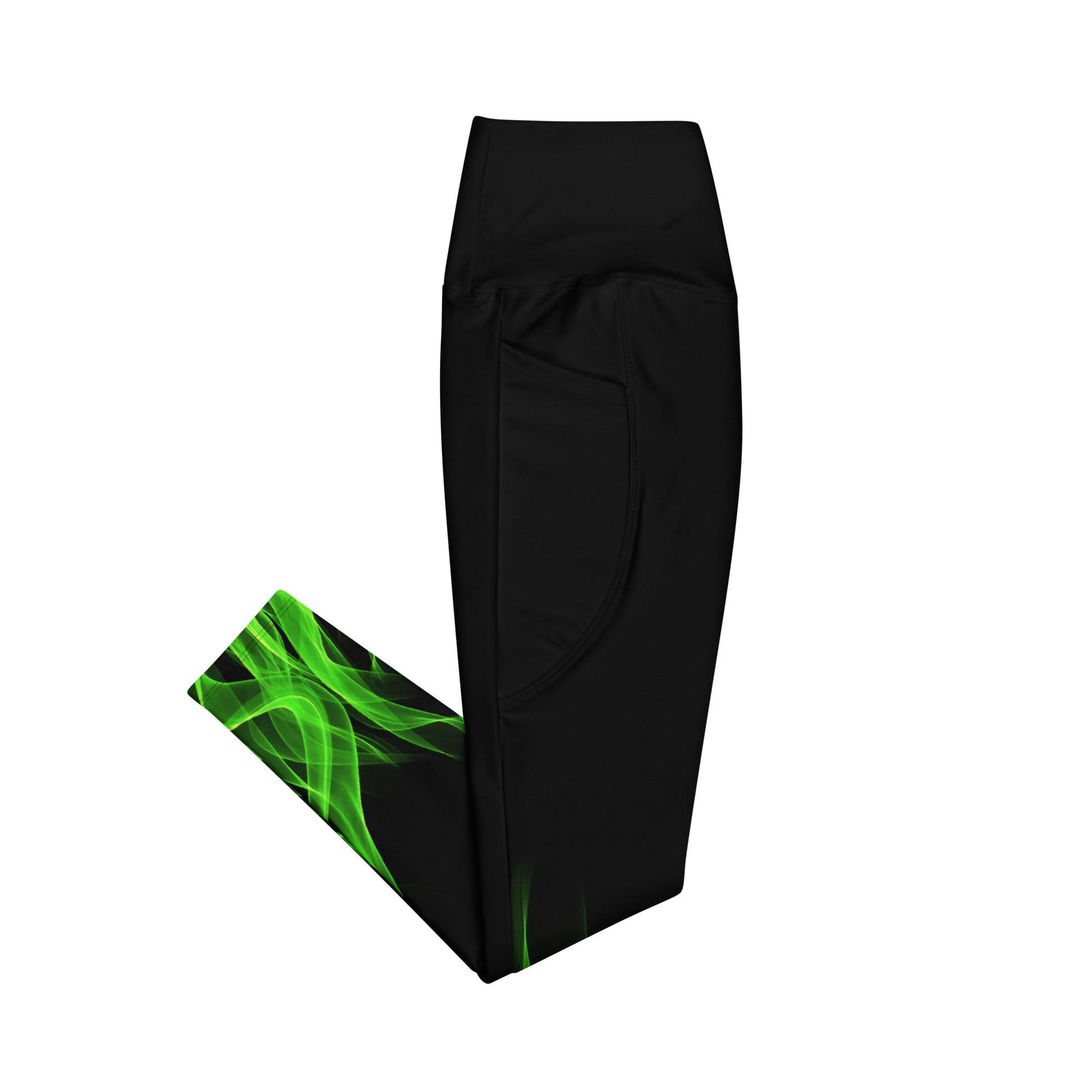 Green Flame Leggings with pockets boundingcosplayWrong Lever Clothing