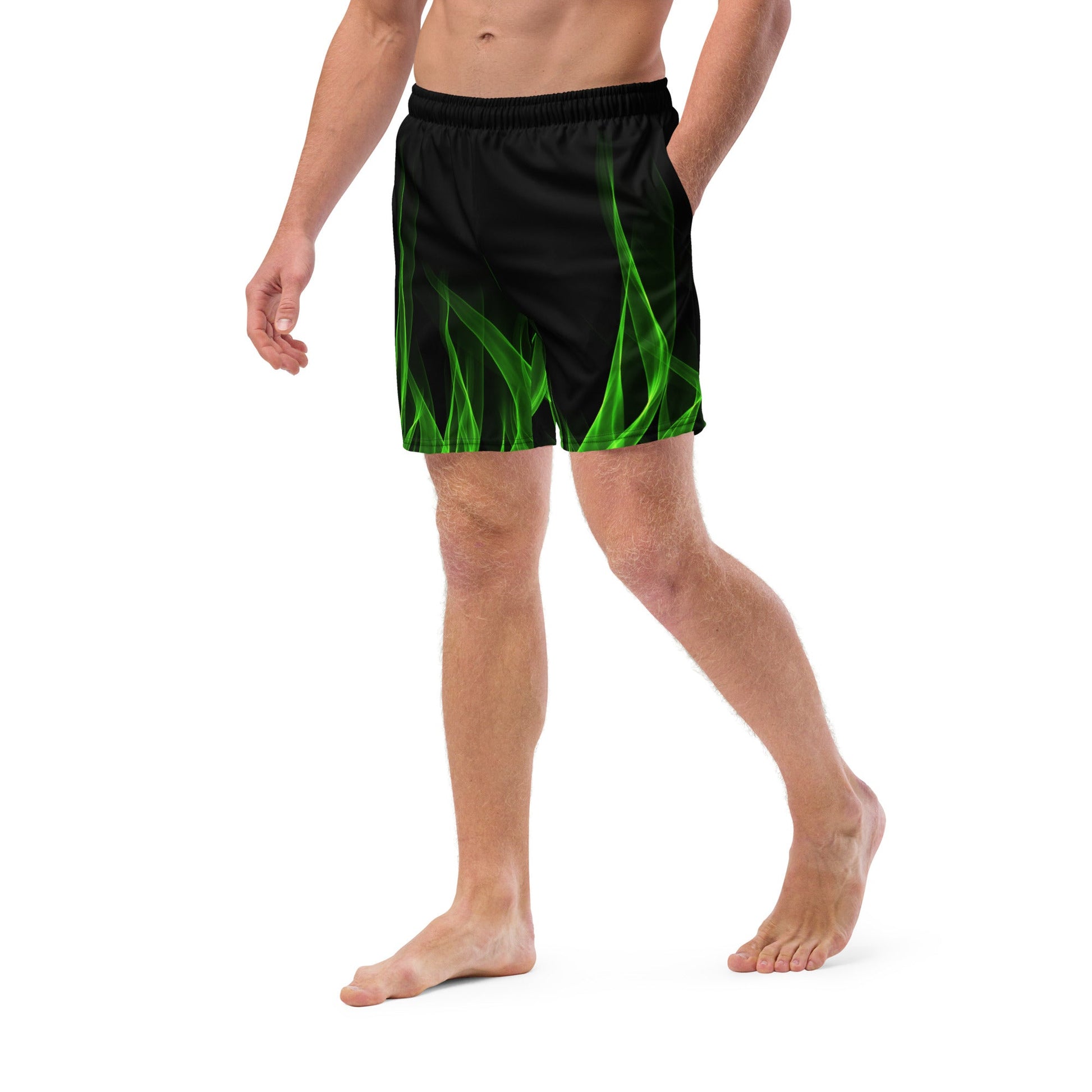 Green Flame Men's swim trunks biker styleBiker swimWrong Lever Clothing