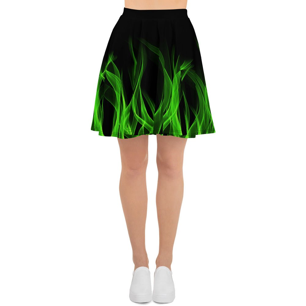 Green Flame Skater Skirt boundingcosplayWrong Lever Clothing