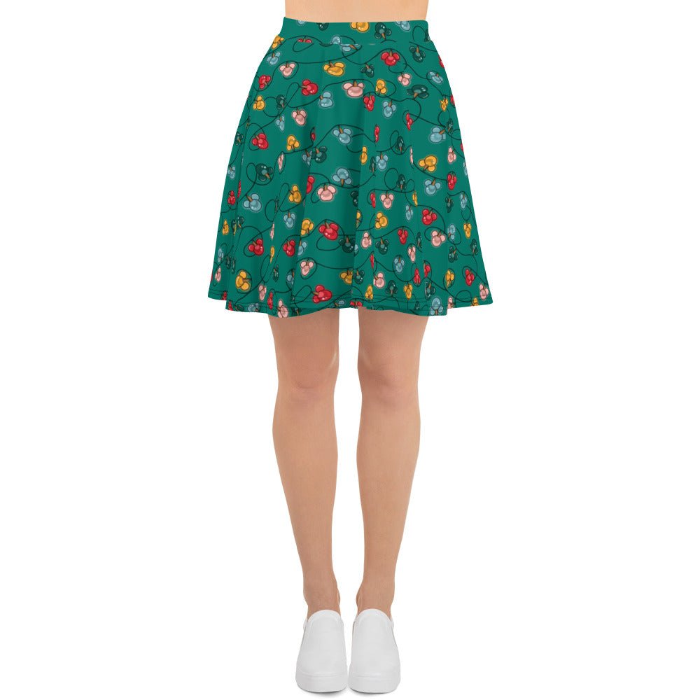 Green Mouse Ornament Skater Skirt christmas partychristmas skirtWrong Lever Clothing