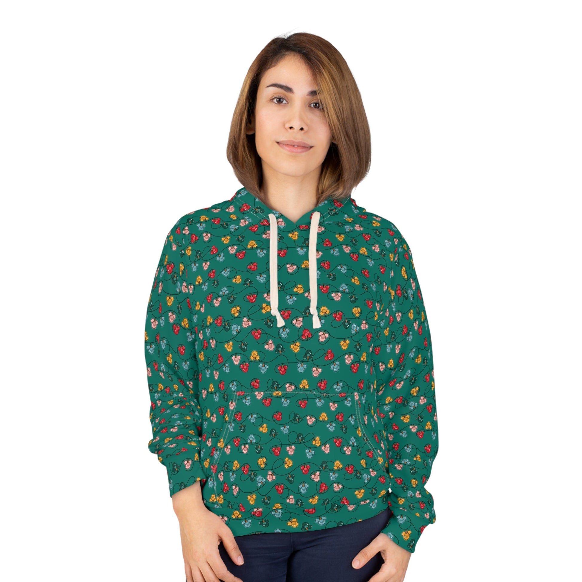 Green Mouse Ornaments Unisex Pullover Hoodie All Over PrintAOP ClothingAll Over PrintsWrong Lever Clothing