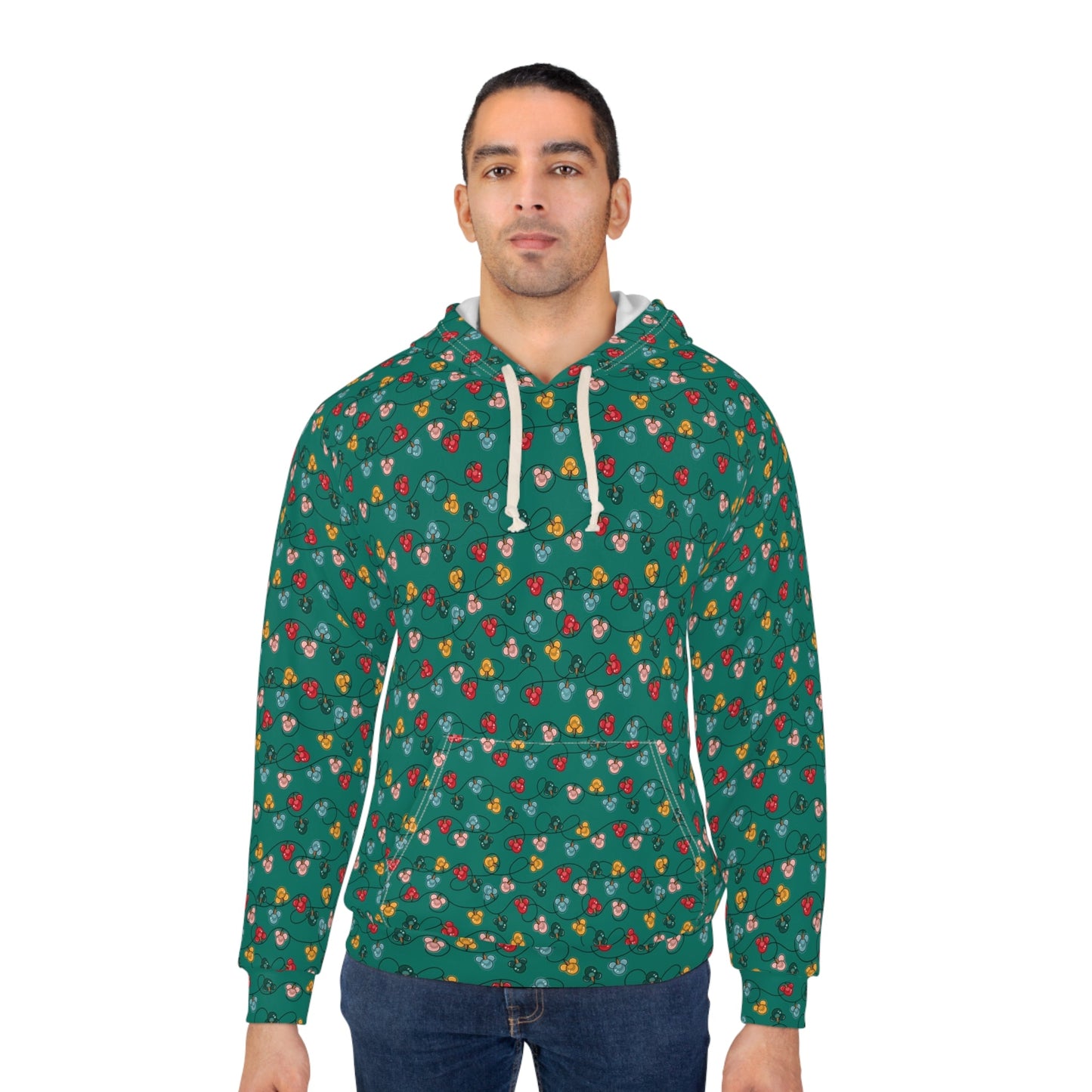 Green Mouse Ornaments Unisex Pullover Hoodie All Over PrintAOP ClothingAll Over PrintsWrong Lever Clothing