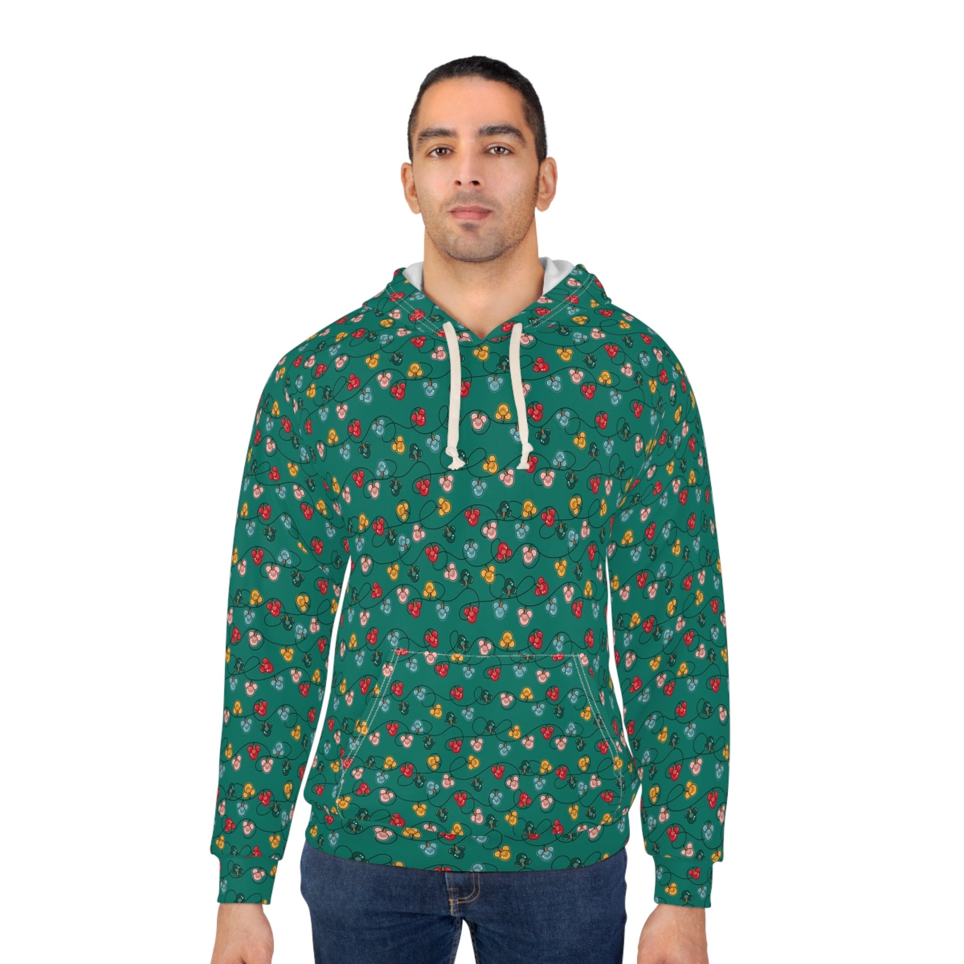 Green Mouse Ornaments Unisex Pullover Hoodie All Over PrintAOP ClothingAll Over PrintsWrong Lever Clothing