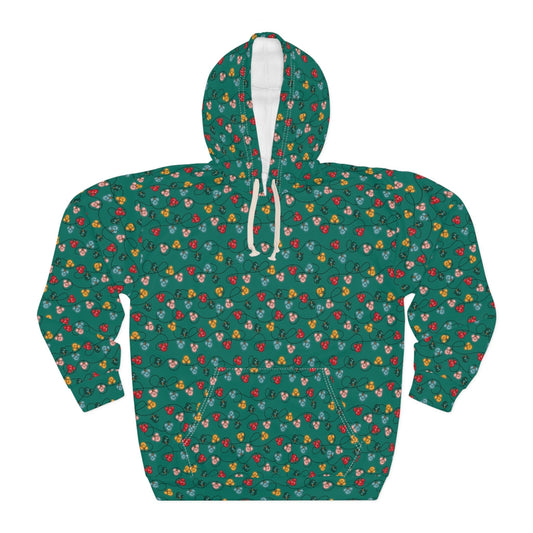 Green Mouse Ornaments Unisex Pullover Hoodie All Over PrintAOP ClothingAll Over PrintsWrong Lever Clothing