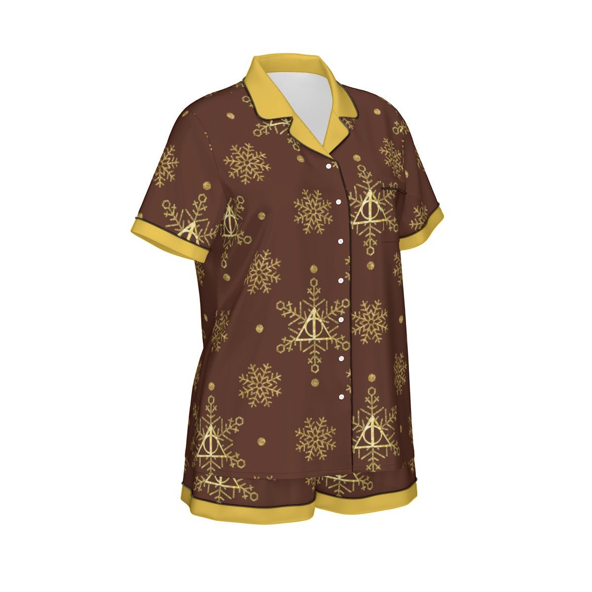 Hallows Holiday Women's Imitation Silk Short Sleeve Pajama Set Wrong Lever Clothing