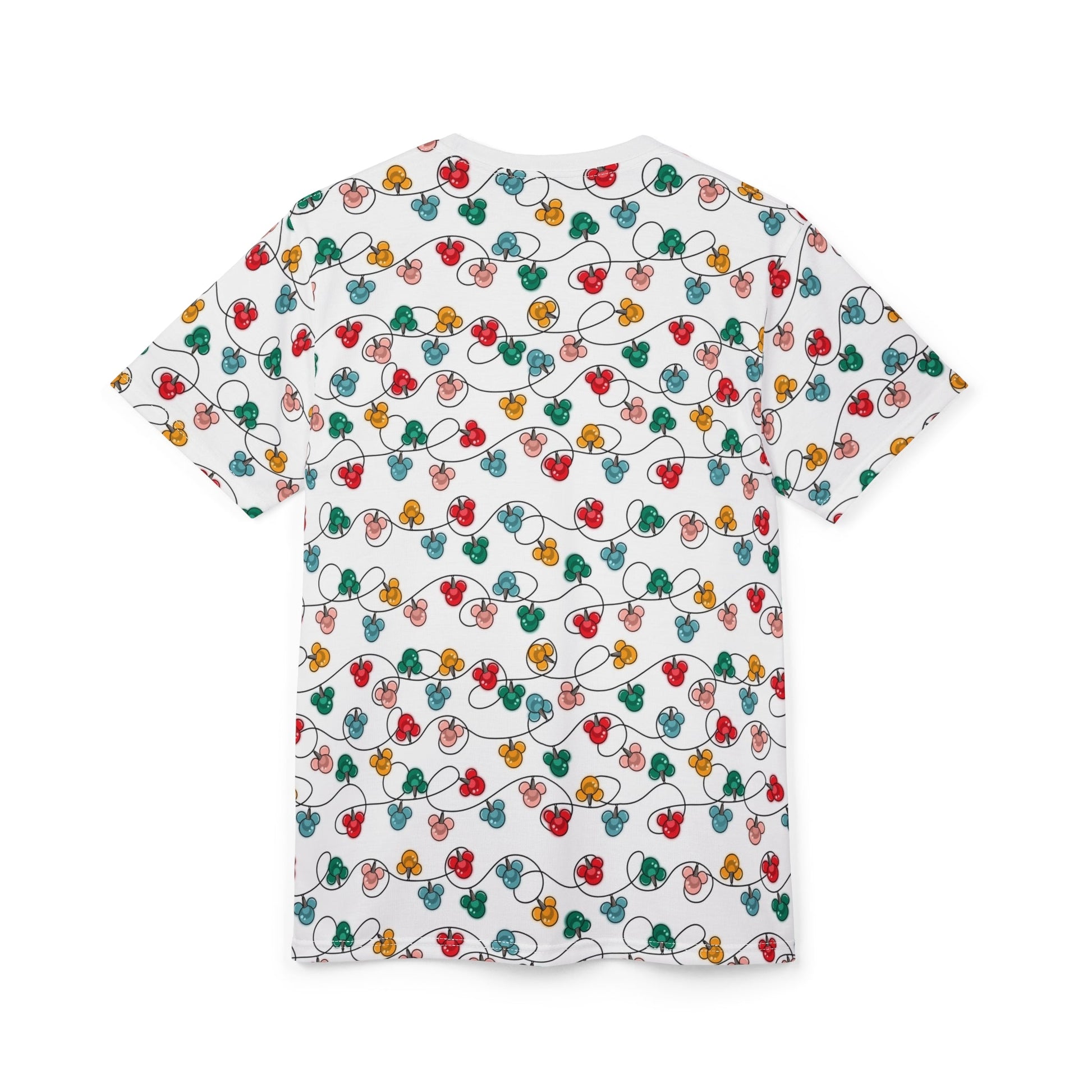 Inspired Christmas Lights Festive Unisex Tee with Colorful Light Design, Holiday Shirt, Party Attire, Gift for Friends, Christmas Apparel, Celebration Fashion All Over PrintsWrong Lever Clothing