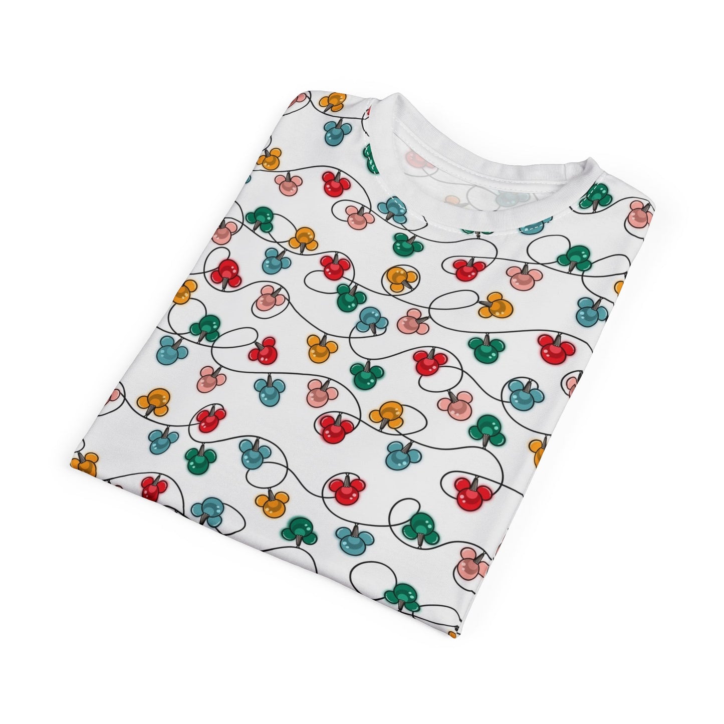Inspired Christmas Lights Festive Unisex Tee with Colorful Light Design, Holiday Shirt, Party Attire, Gift for Friends, Christmas Apparel, Celebration Fashion All Over PrintsWrong Lever Clothing