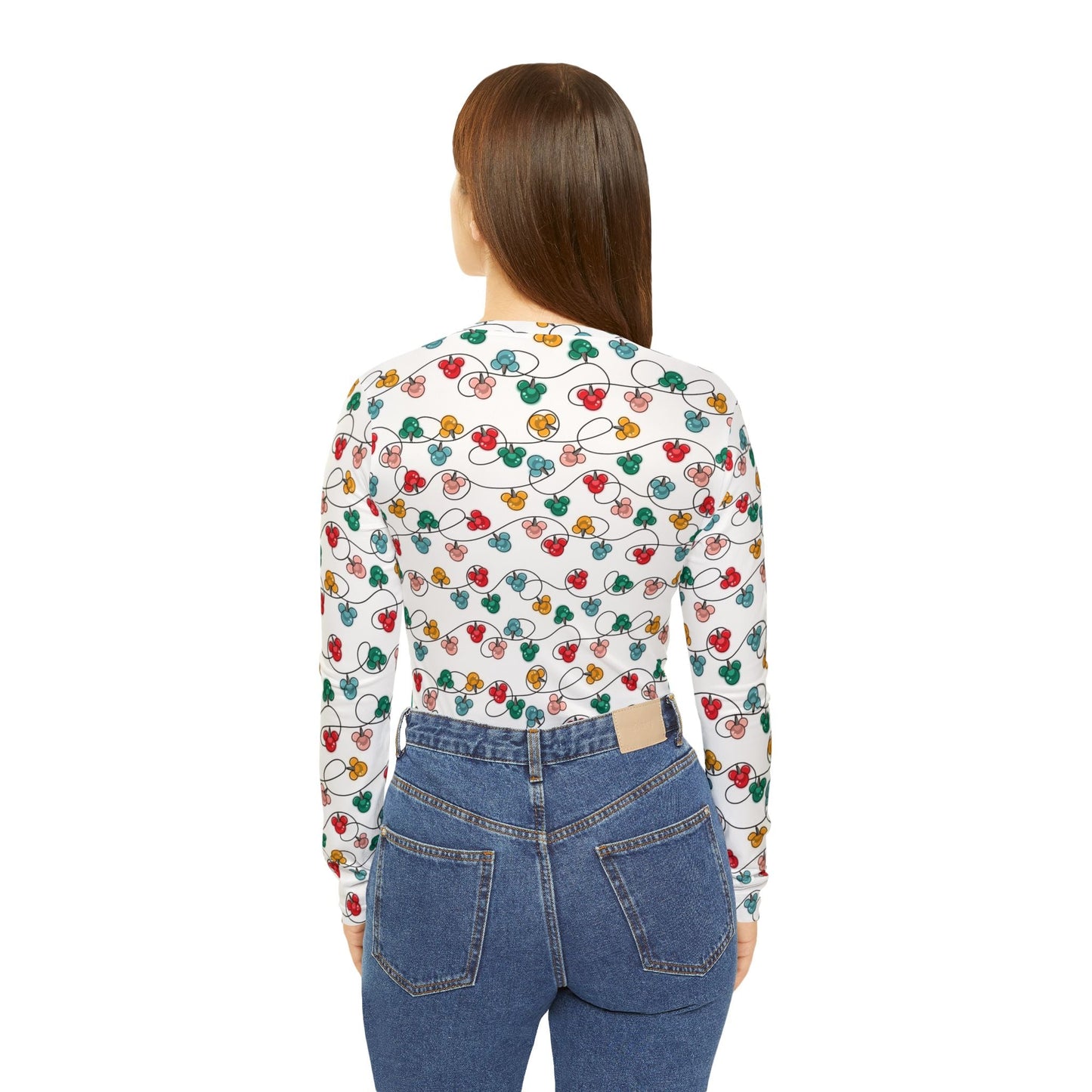 Inspired Christmas Lights Women's Long Sleeve V - neck Shirt, Holiday Top, Christmas Apparel, Cozy Casual Wear, Gift for Her All Over PrintsWrong Lever Clothing