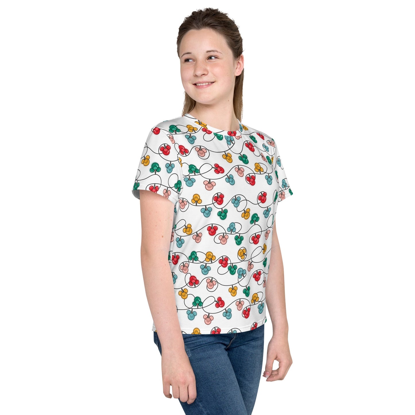 Inspired Christmas Lights Youth crew neck t - shirt christmas lightsDisney christmasWrong Lever Clothing