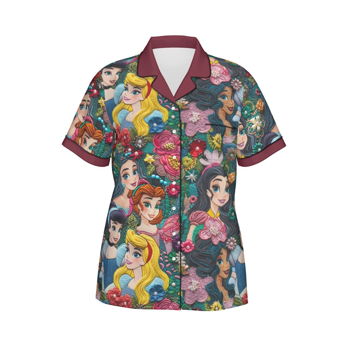 Inspired Princesses Women's Imitation Silk Pajama Set With Short Sleeves Wrong Lever Clothing