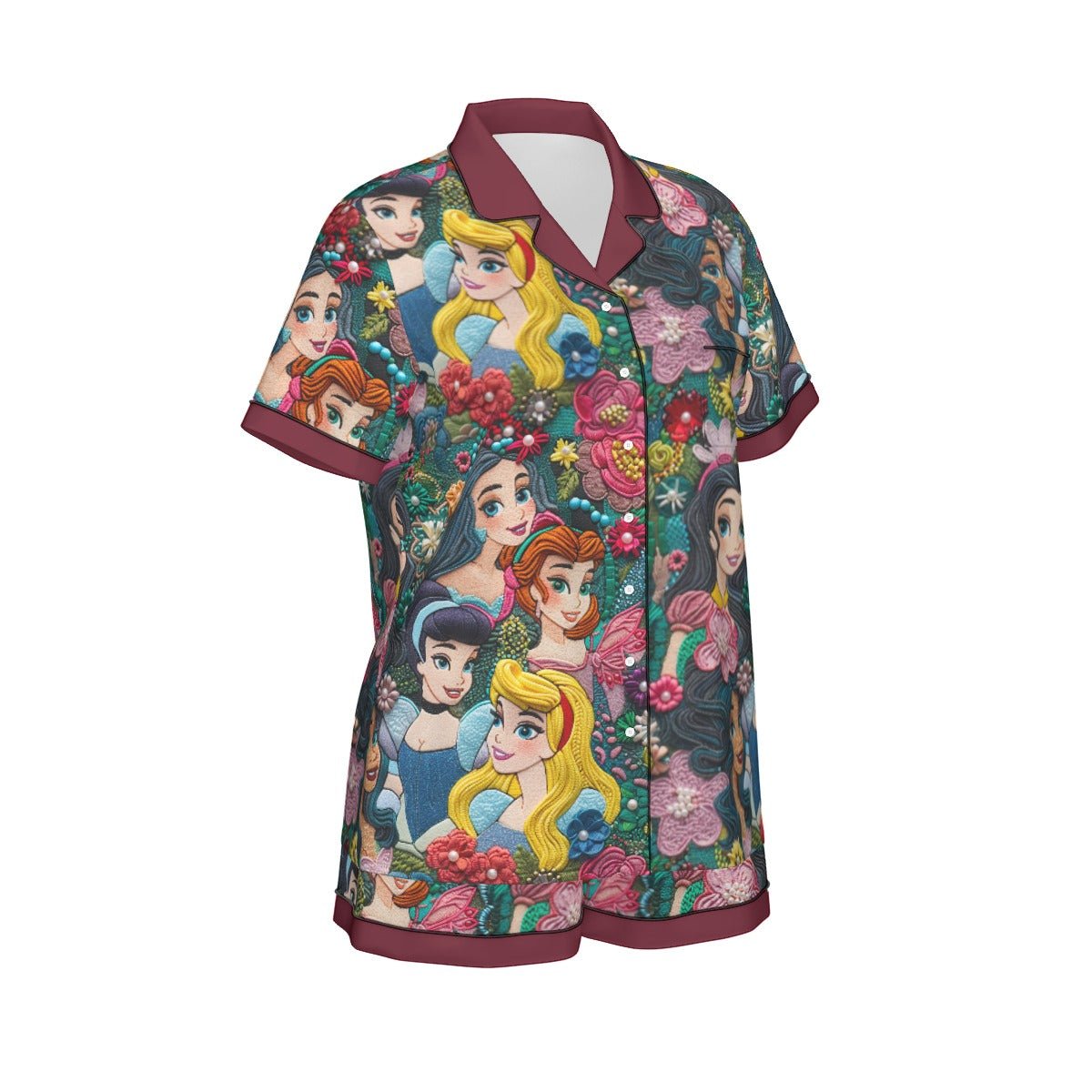 Inspired Princesses Women's Imitation Silk Pajama Set With Short Sleeves Wrong Lever Clothing
