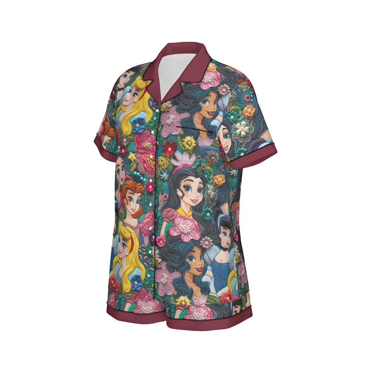 Inspired Princesses Women's Imitation Silk Pajama Set With Short Sleeves Wrong Lever Clothing